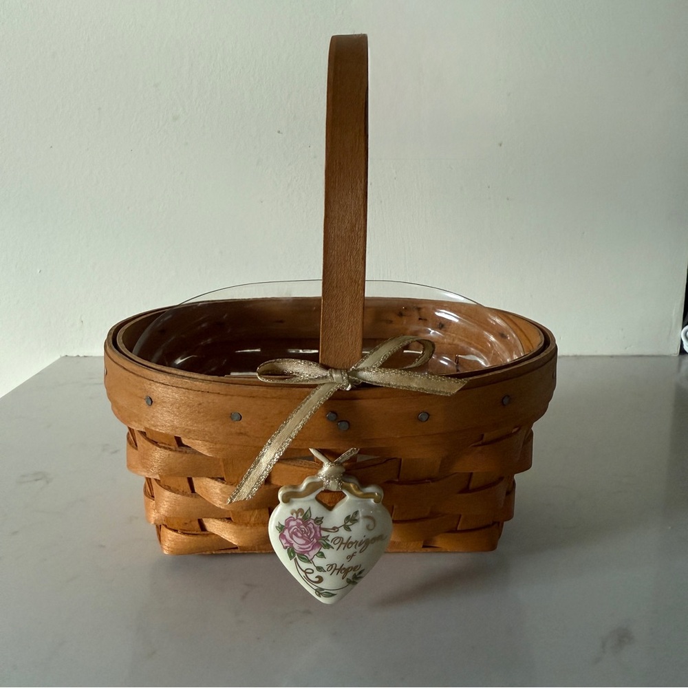 Longaberger Basket w Decorative Heart for the American Cancer Society